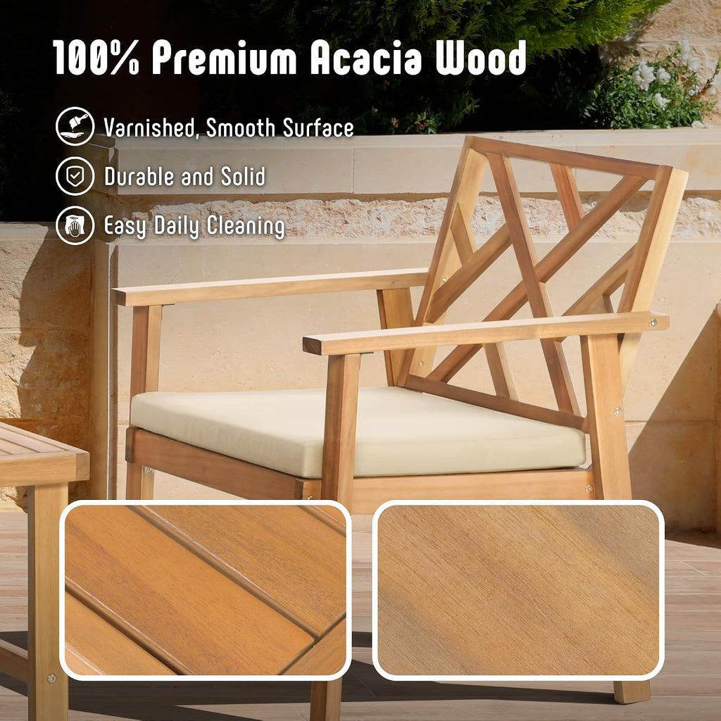 Werph 3 Piece Acacia Wood Patio Set