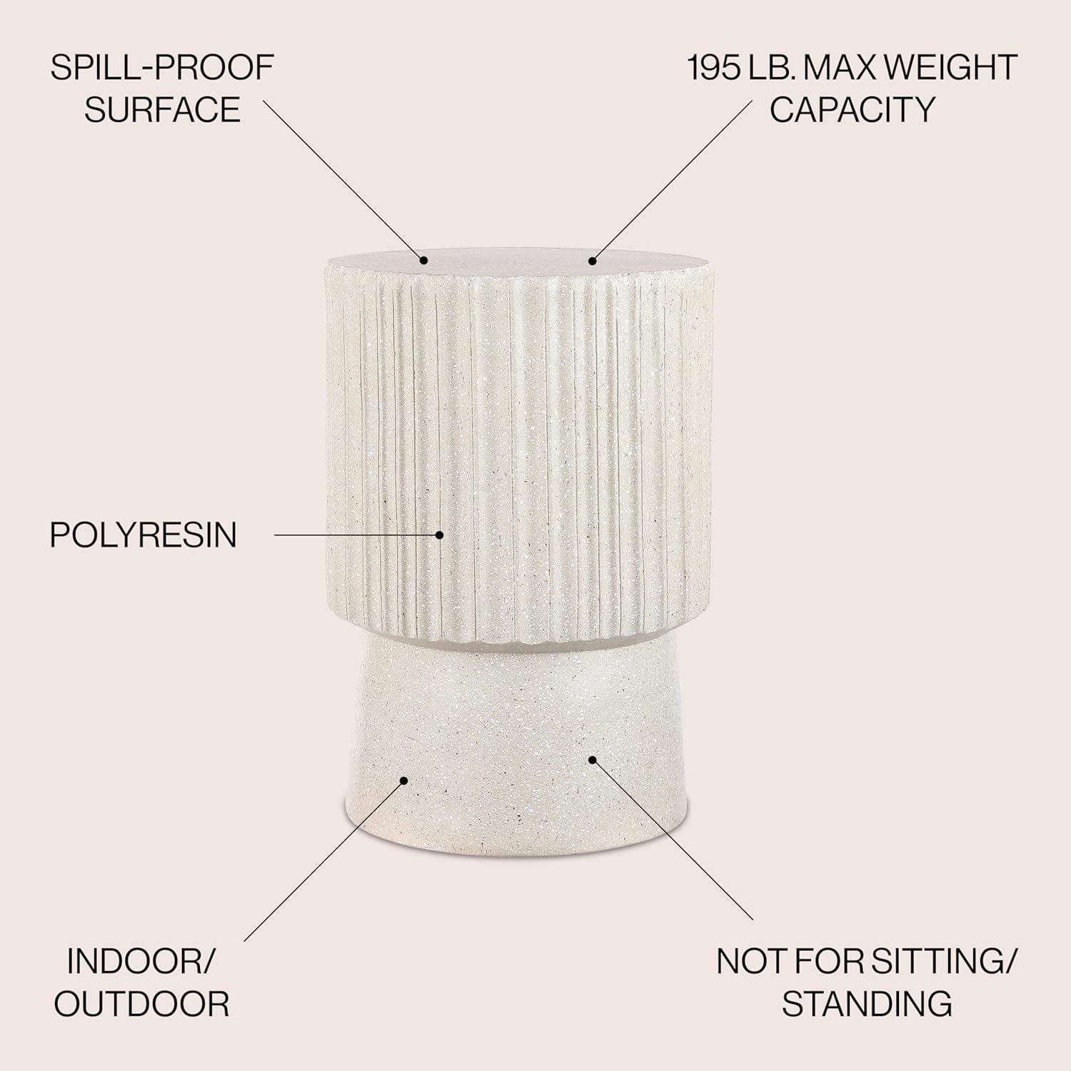 JONATHAN Y Cream Terrazzo Side Table