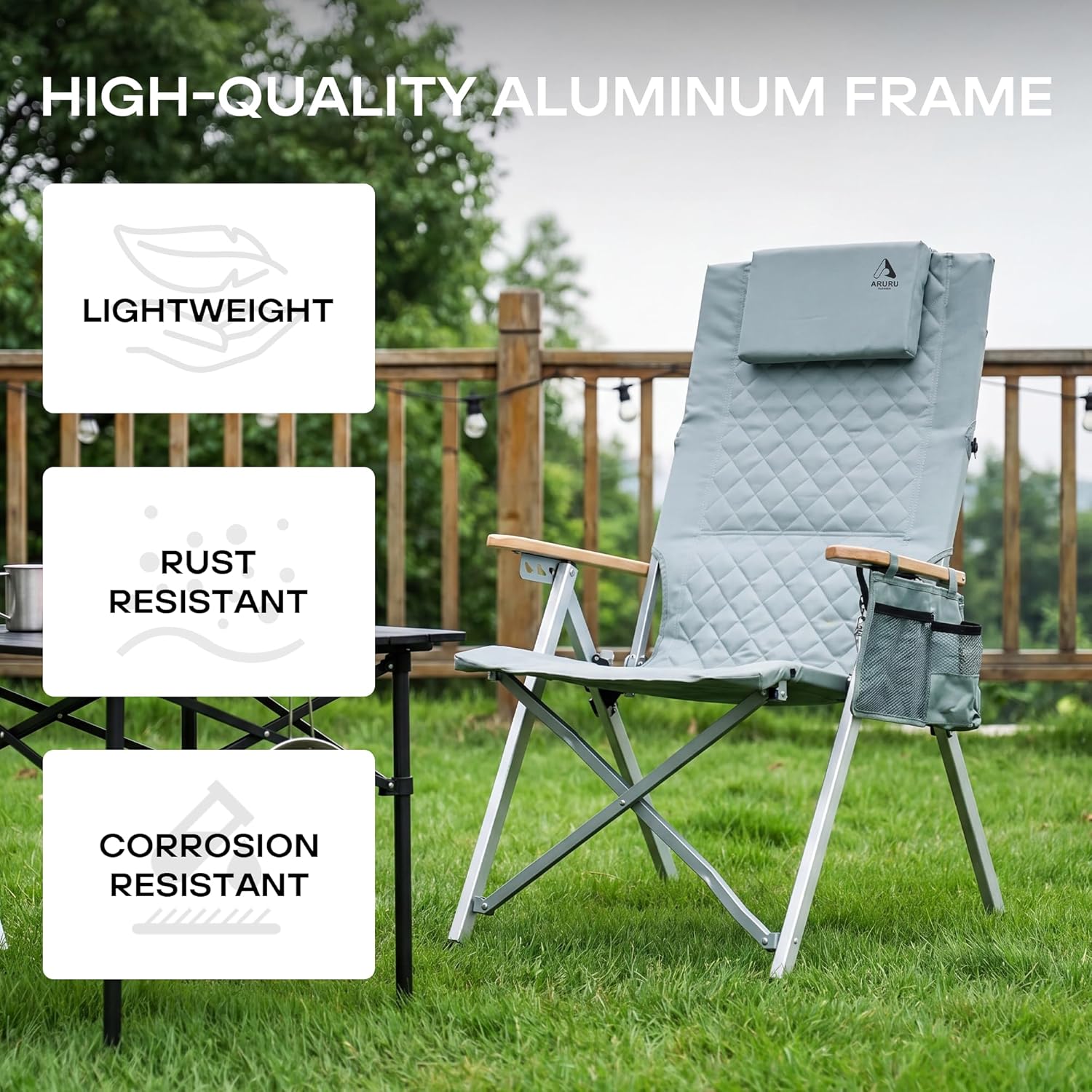 2 Pack Heavy Duty Reclining Camping Chair