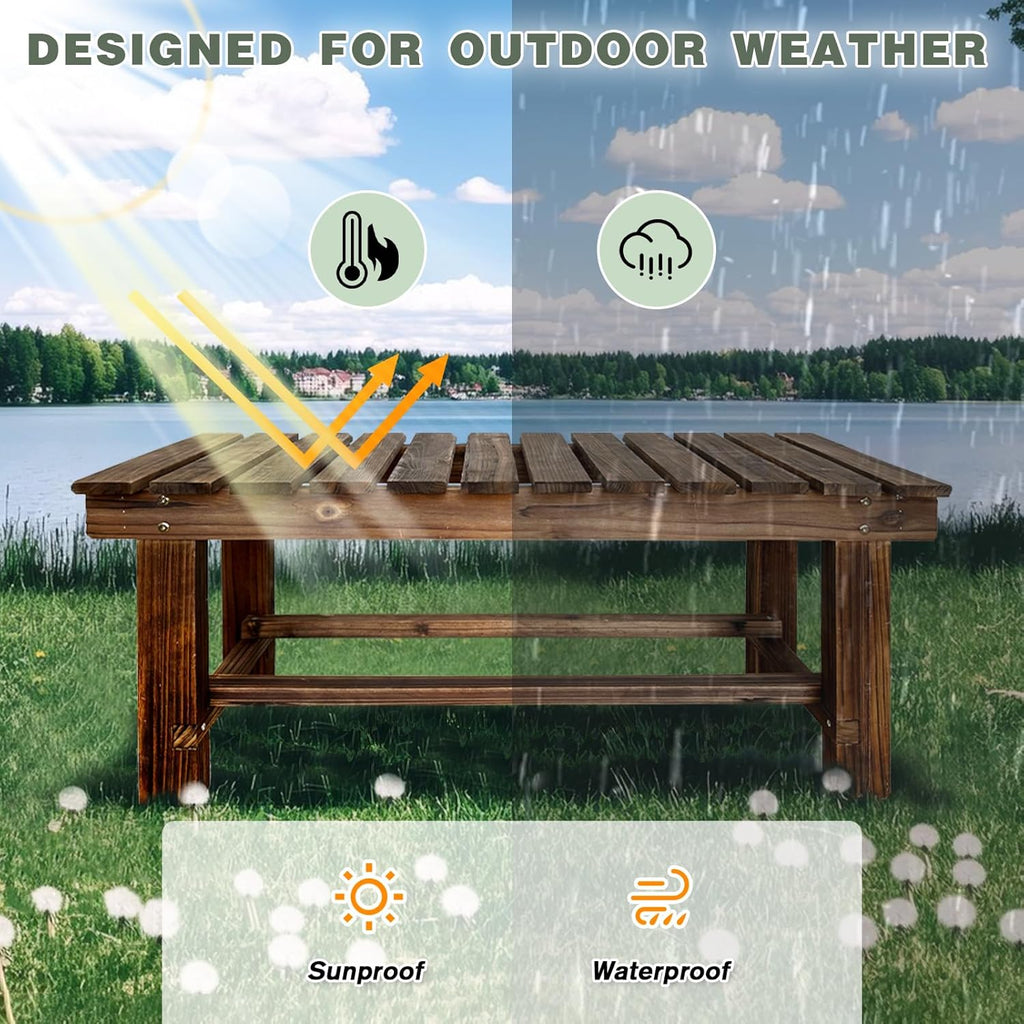 2 Person Weatherproof Wooden Backless Bench