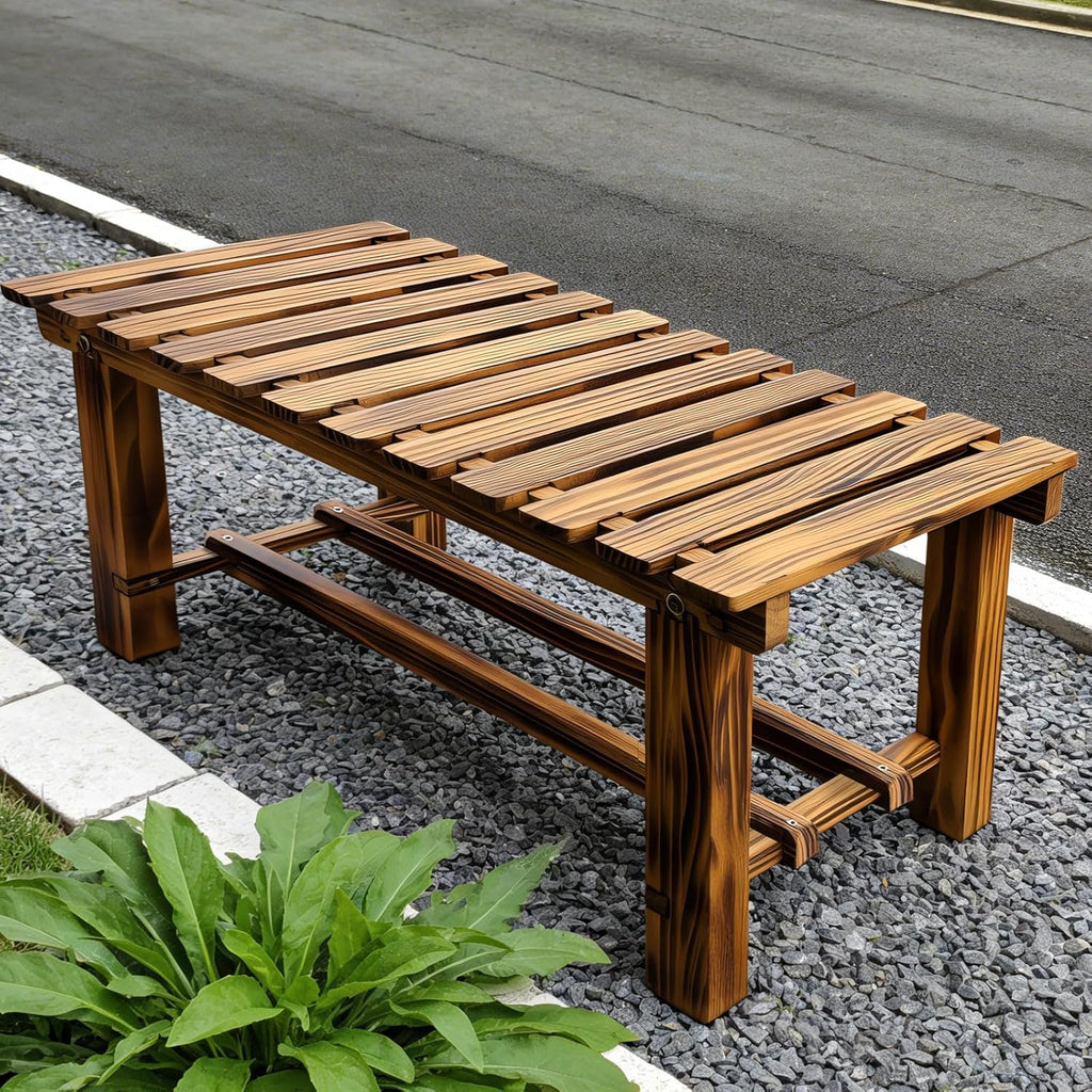 2 Person Weatherproof Wooden Backless Bench