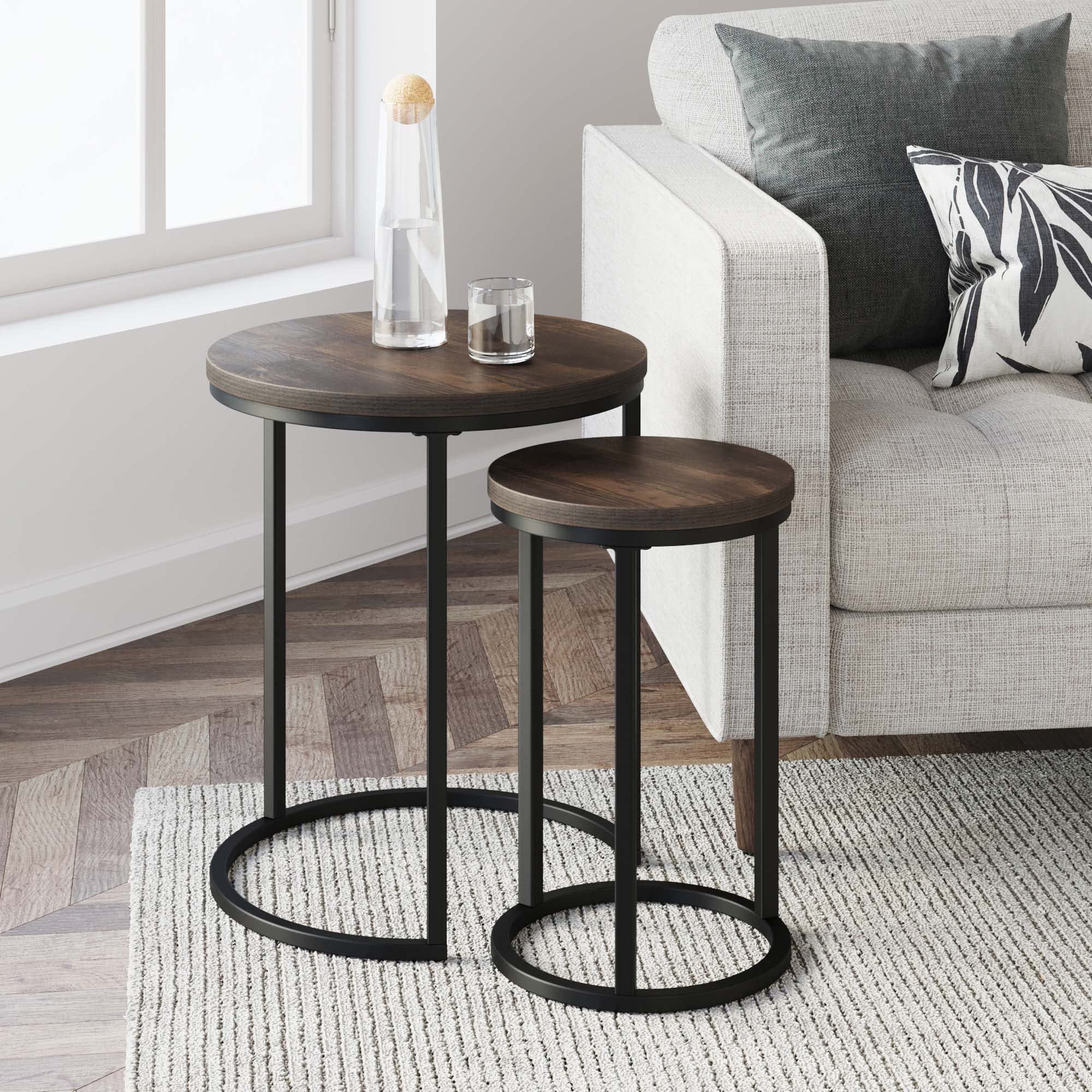 Nathan James Sonia Boho Round Accent End Table, Natural Sofa Side Table in Light Wood with Rattan Storage Shelf for Living Room, Bedroom or Nursery, Light Brown
