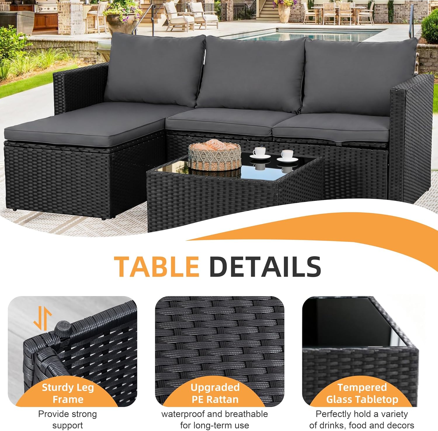 Shintenchi 4-Piece Convertible Wicker Sofa