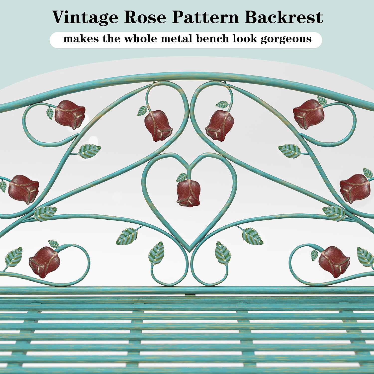 DIBRATY Rose Pattern 2-Seater Metal Bench