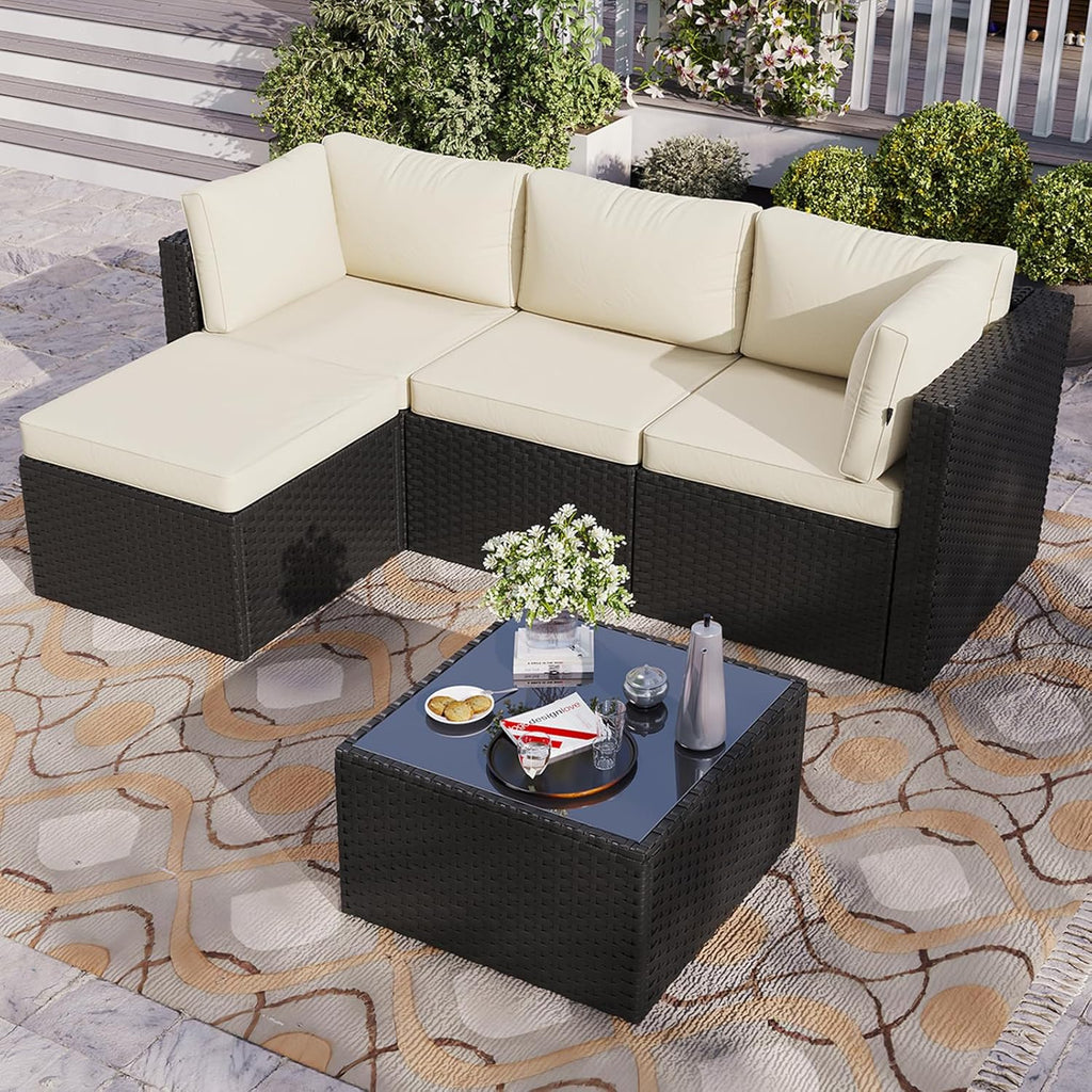 Aoxun 5-Piece Wicker Sofa Set