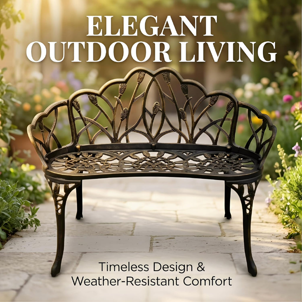 Cast Aluminum Patio Loveseat Bench