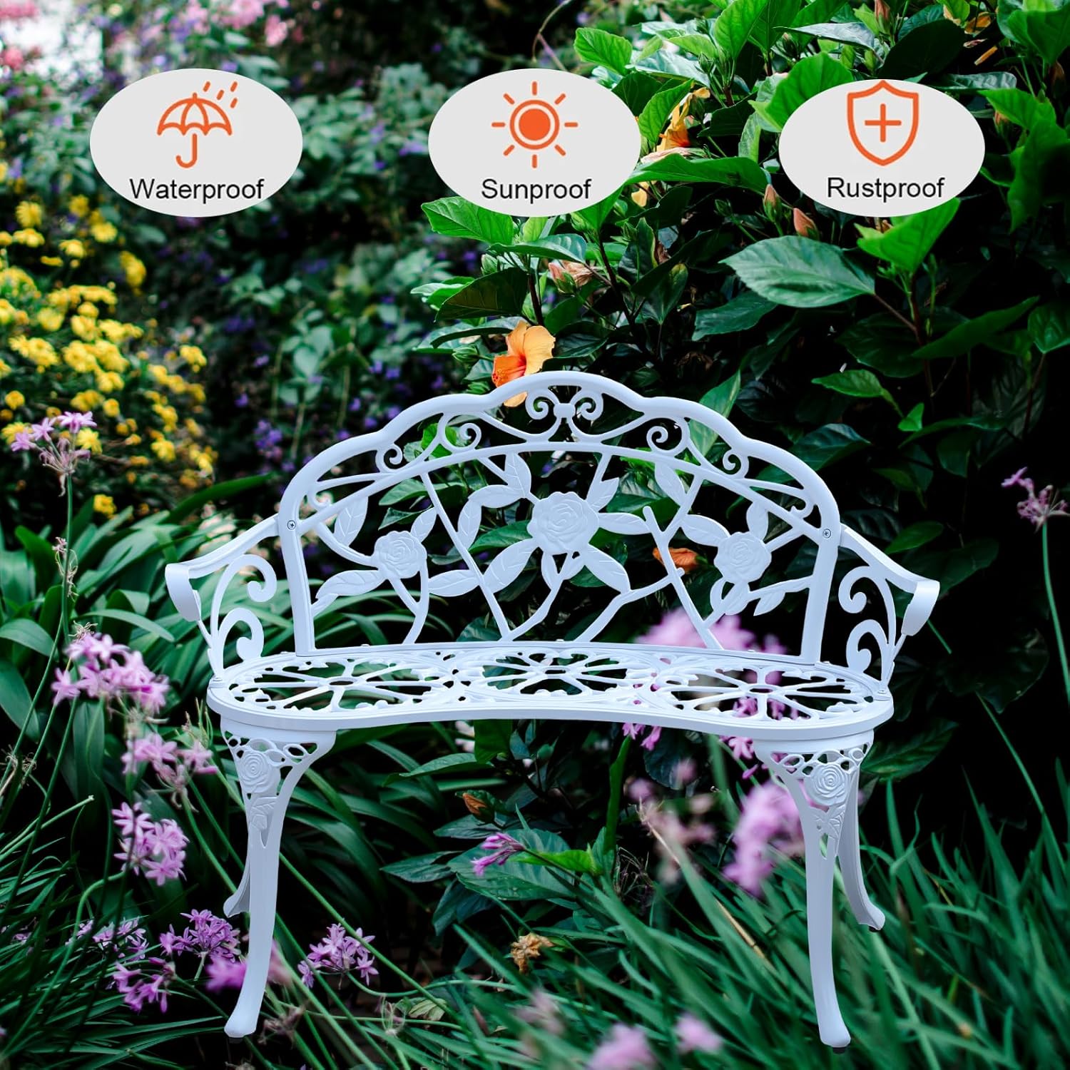 Cast Aluminum Rose Garden Bench