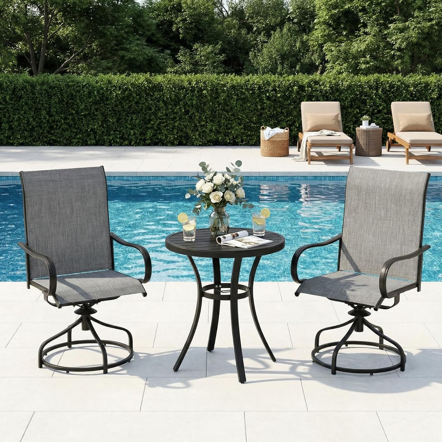TLSUNNY 2 Pack 360° Swivel Patio Chairs