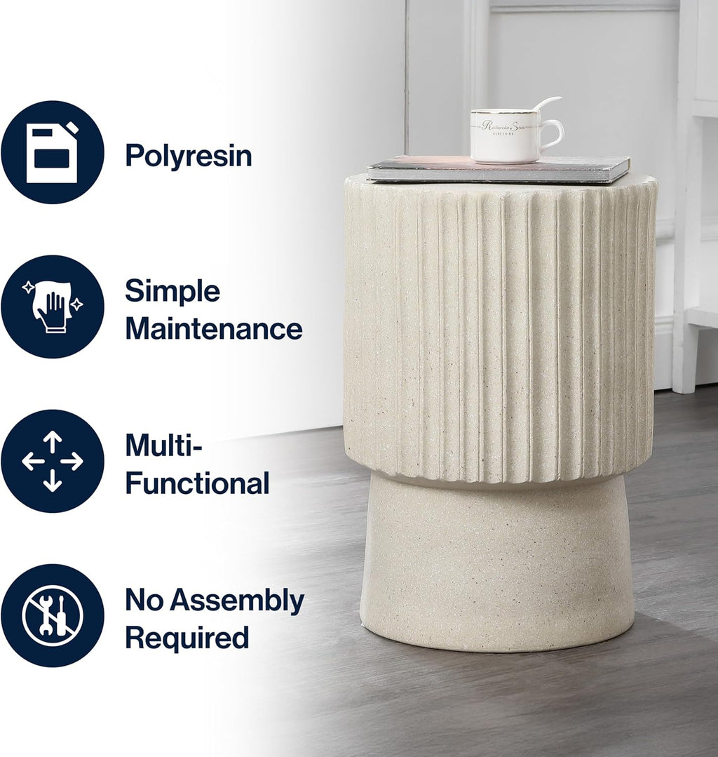 JONATHAN Y Cream Terrazzo Side Table
