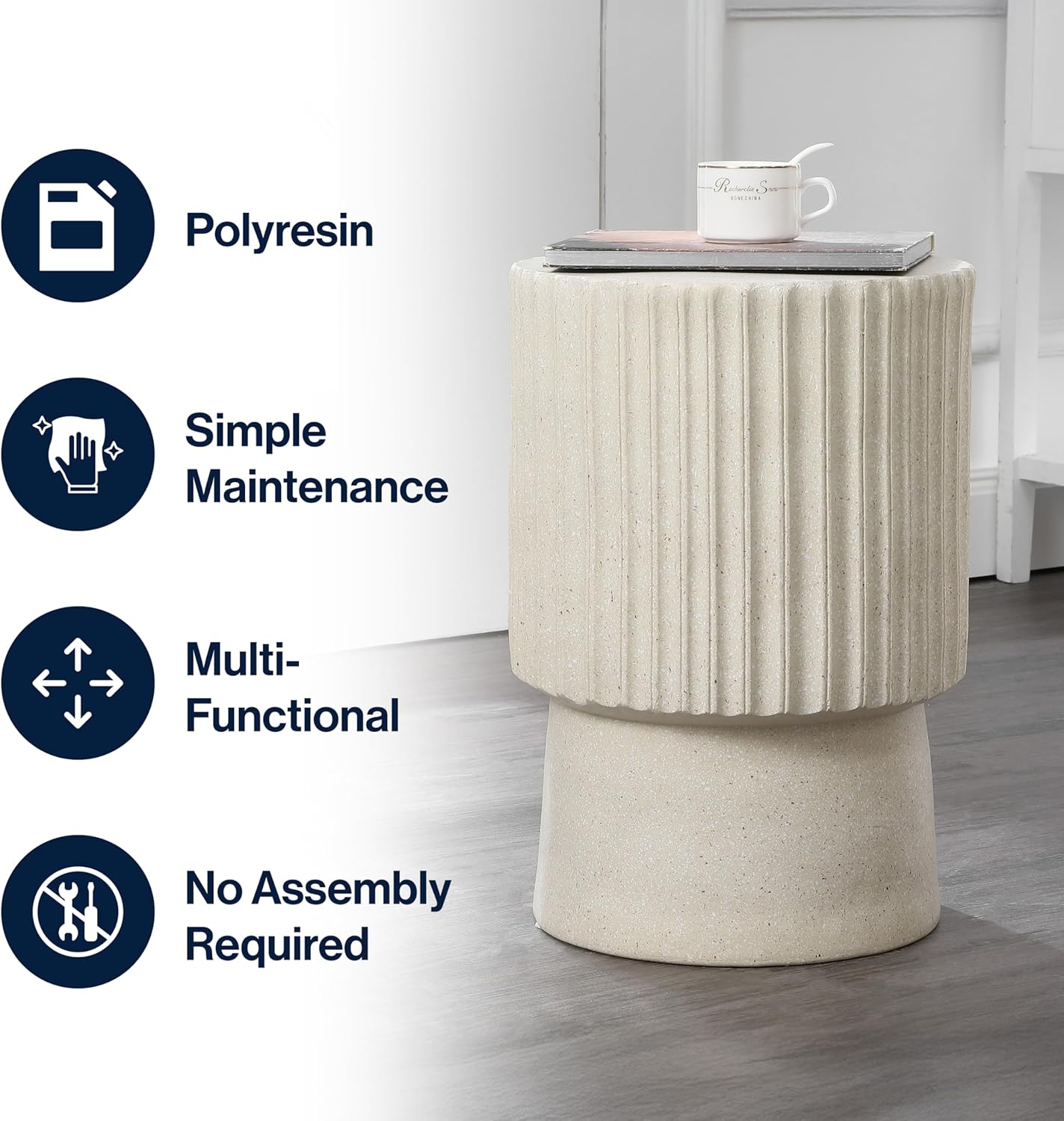JONATHAN Y Cream Terrazzo Side Table