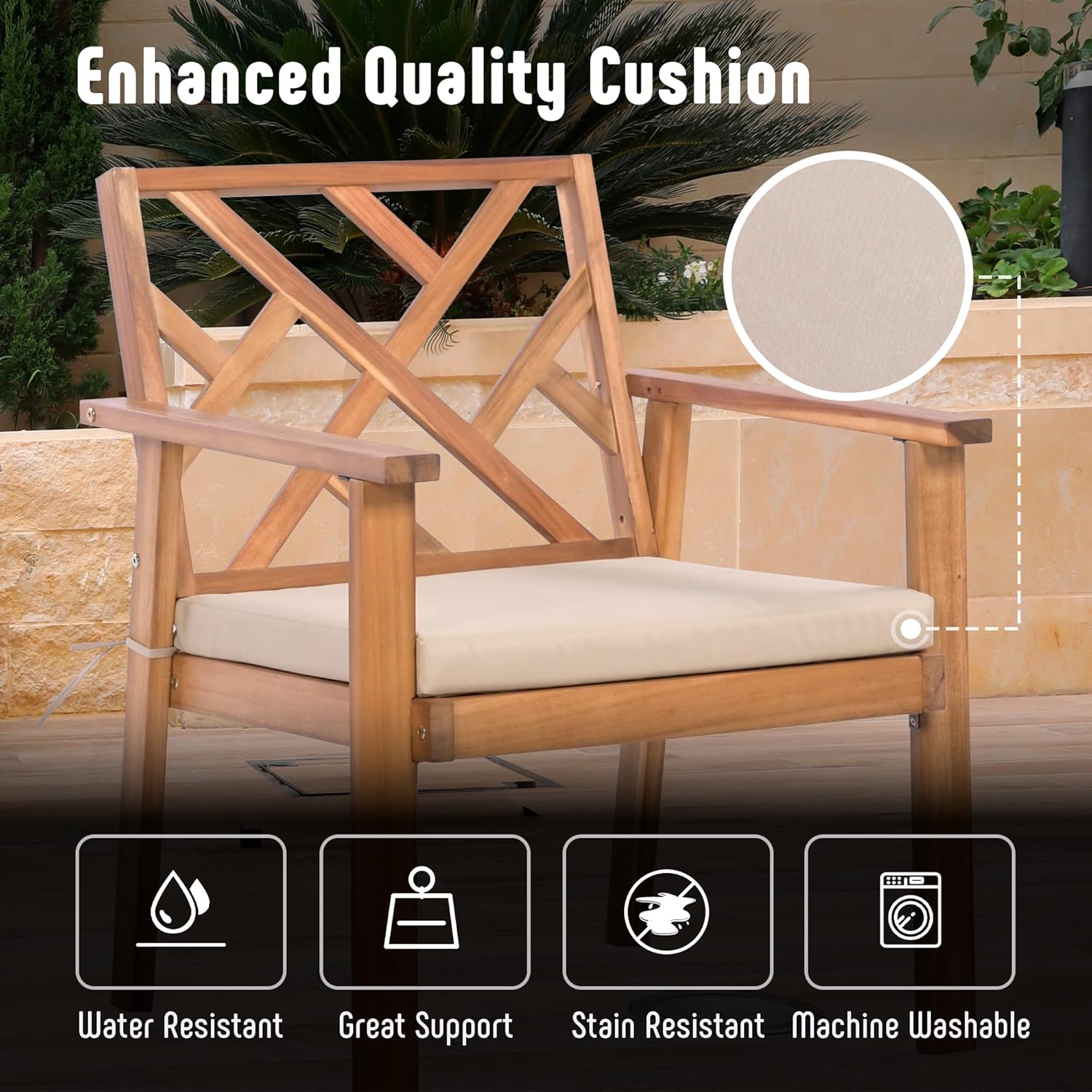 Werph 3 Piece Acacia Wood Patio Set
