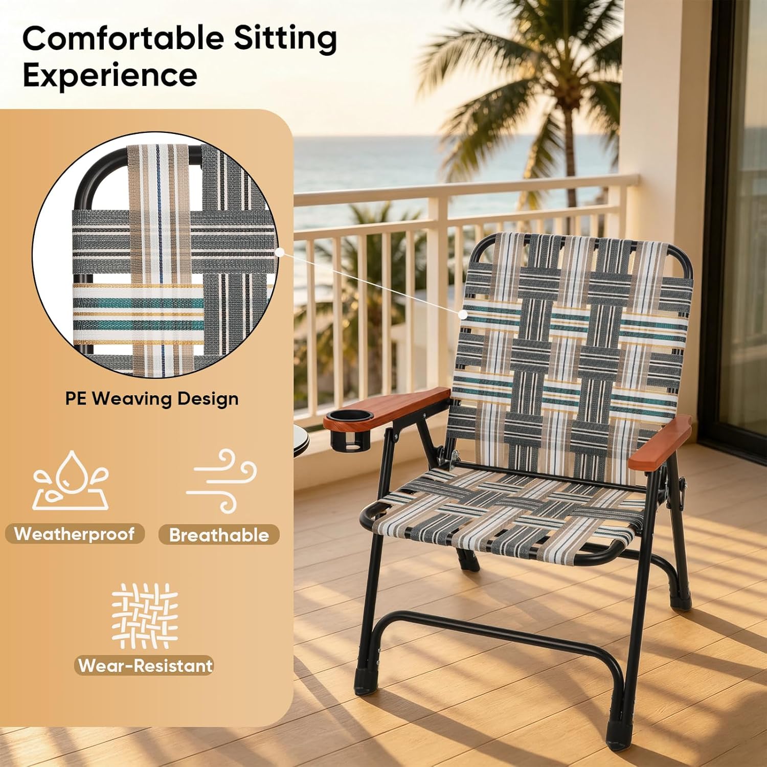 Portable Steel Frame Folding Lawn Chair