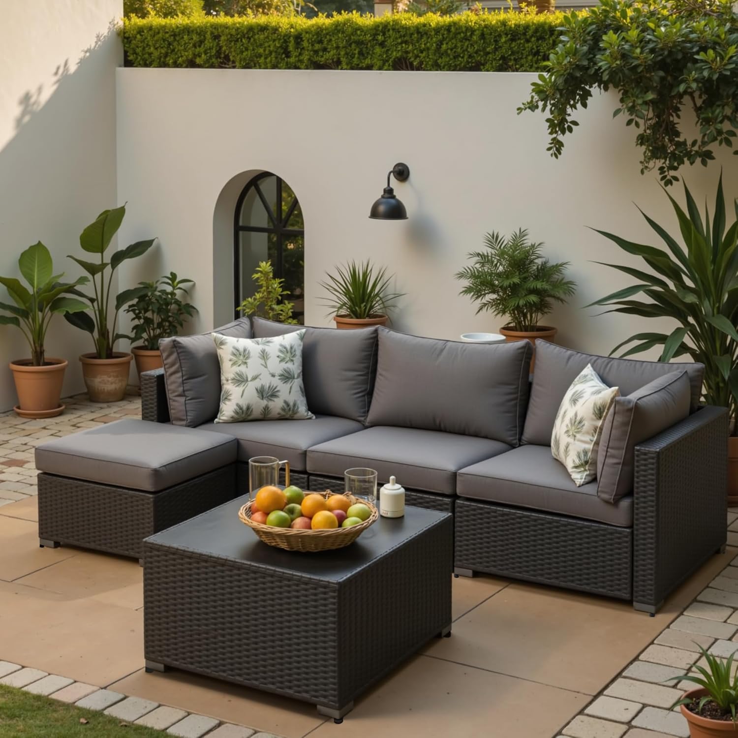 5PCS Modular Wicker Sectional Sofa