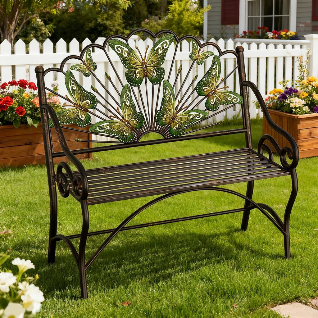 Metal Arched Back Garden Bench