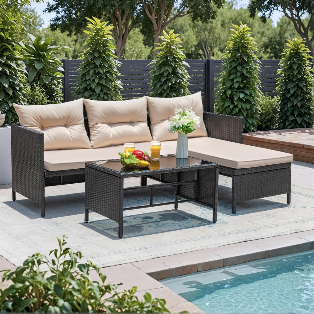 Greesum 3-Piece Wicker Sofa Set