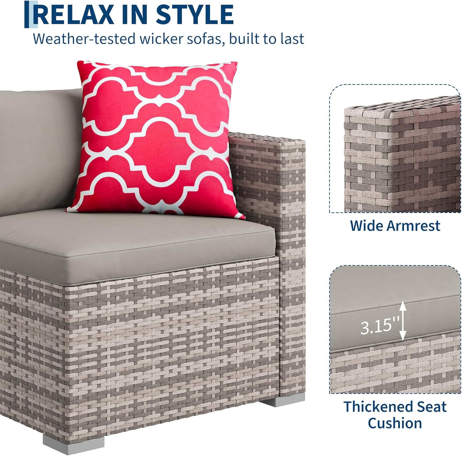 5-Piece PE Rattan Sectional Sofa