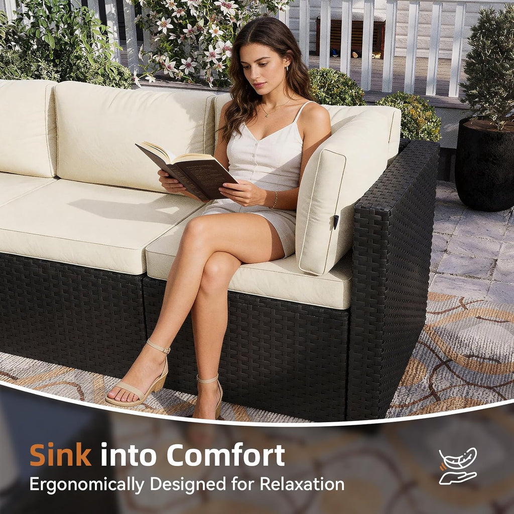 Aoxun 5-Piece Wicker Sofa Set