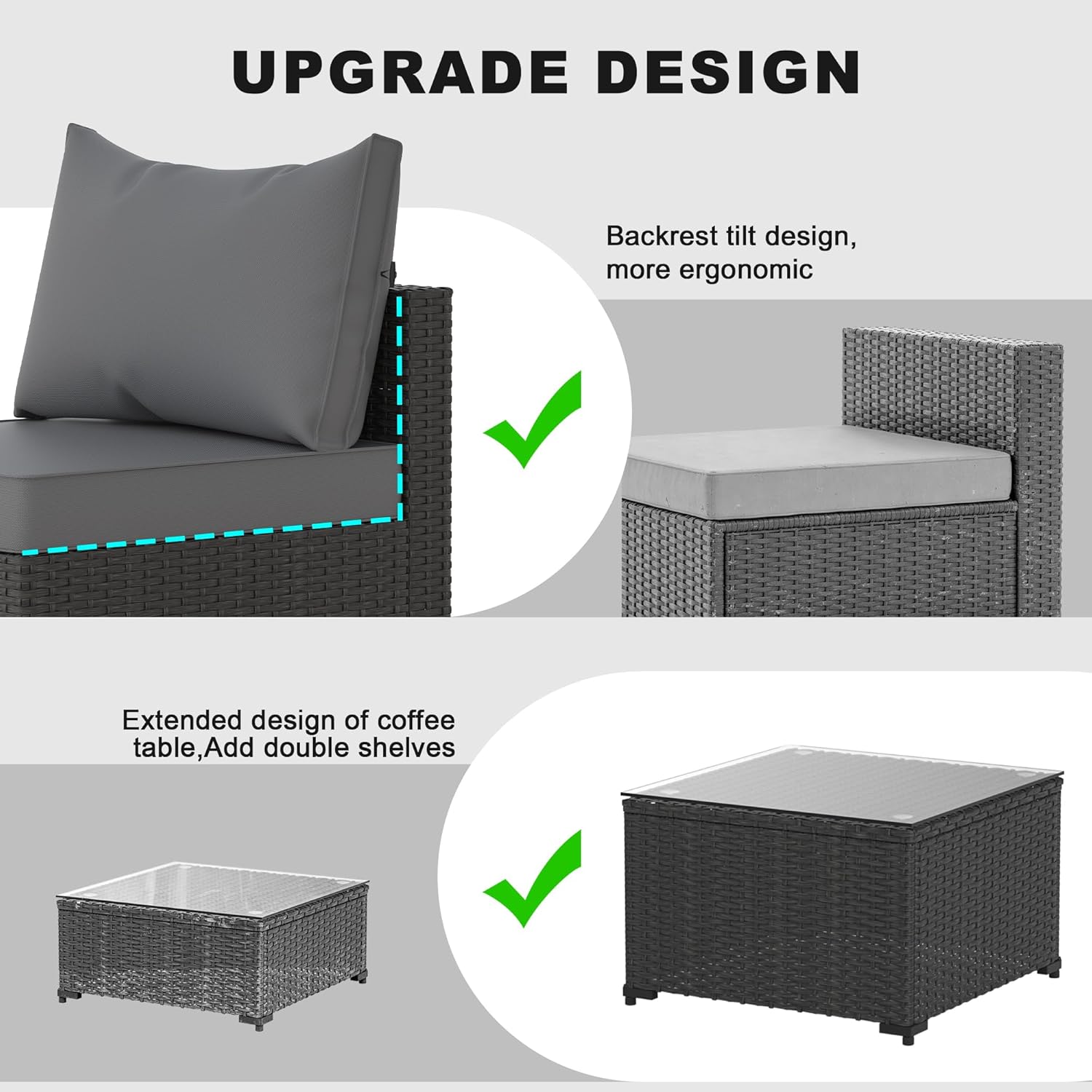 5PCS Modular Wicker Sectional Sofa