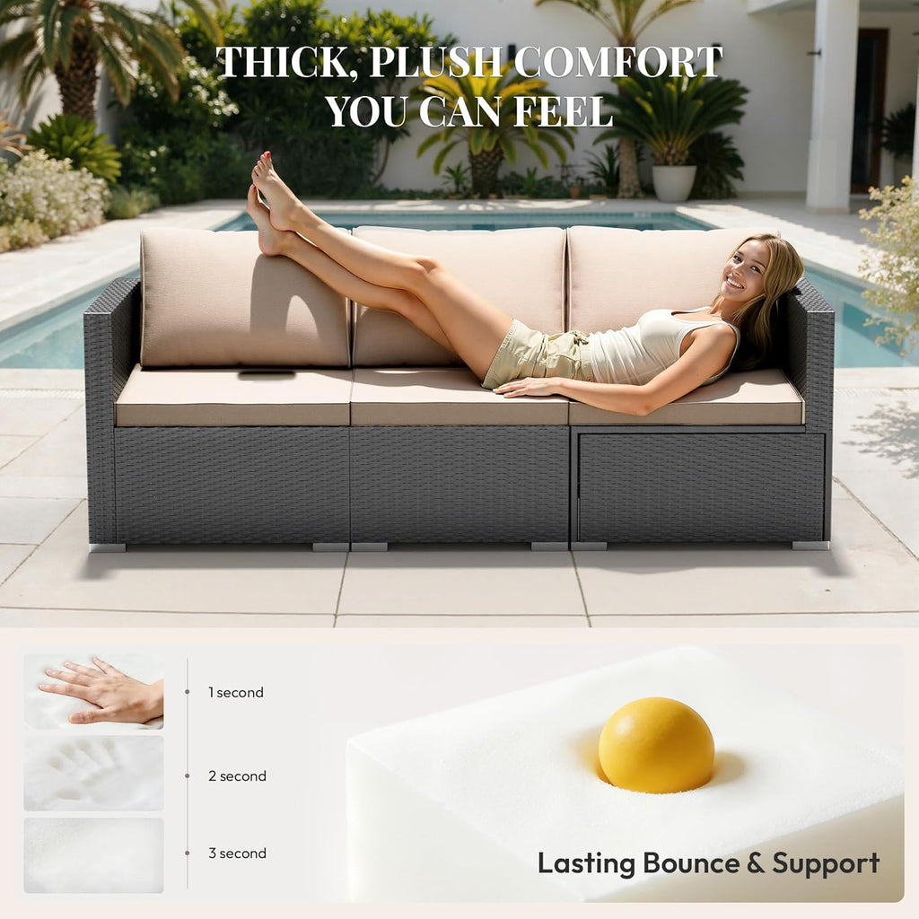 WWR 5-Piece Wide Armrest Wicker Sofa