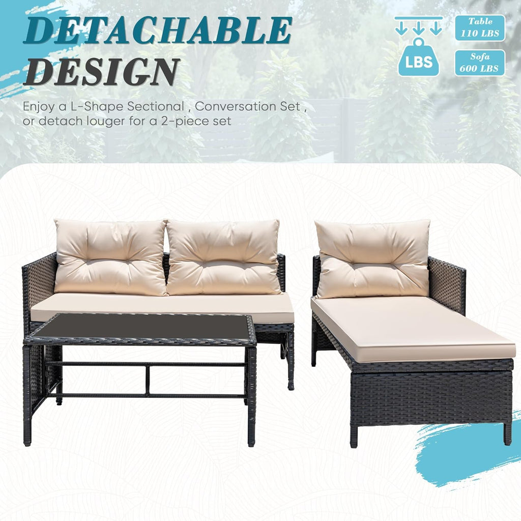 Greesum 3-Piece Wicker Sofa Set