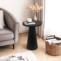 Black Fluted Drum Pedestal Side Table