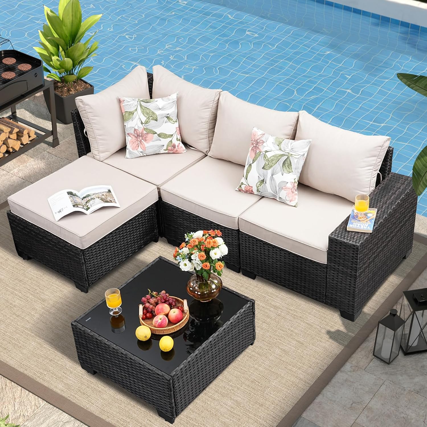 5-Piece Wicker Rattan Sofa Set