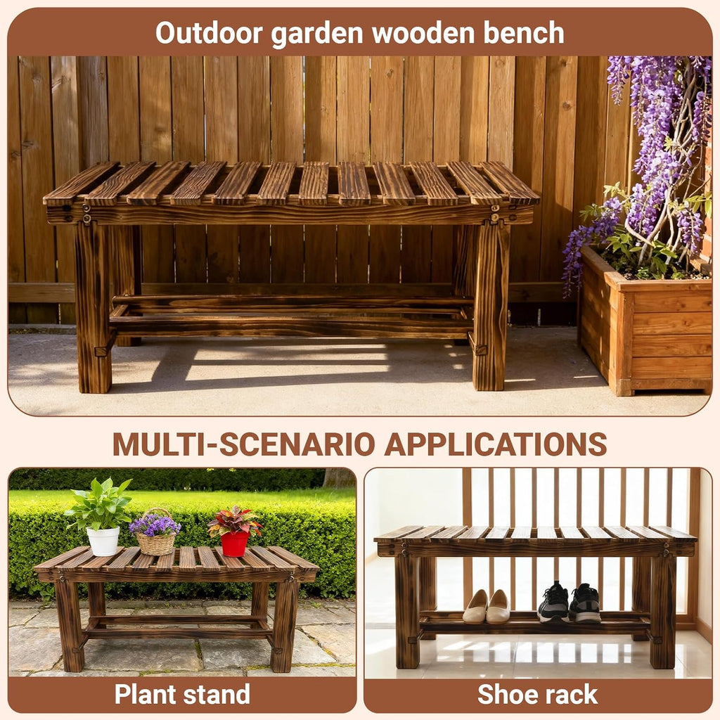 2 Person Weatherproof Wooden Backless Bench