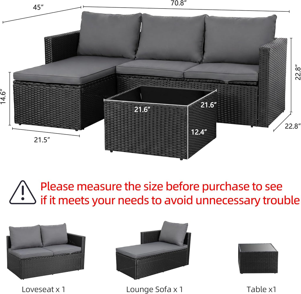 Shintenchi 4-Piece Convertible Wicker Sofa