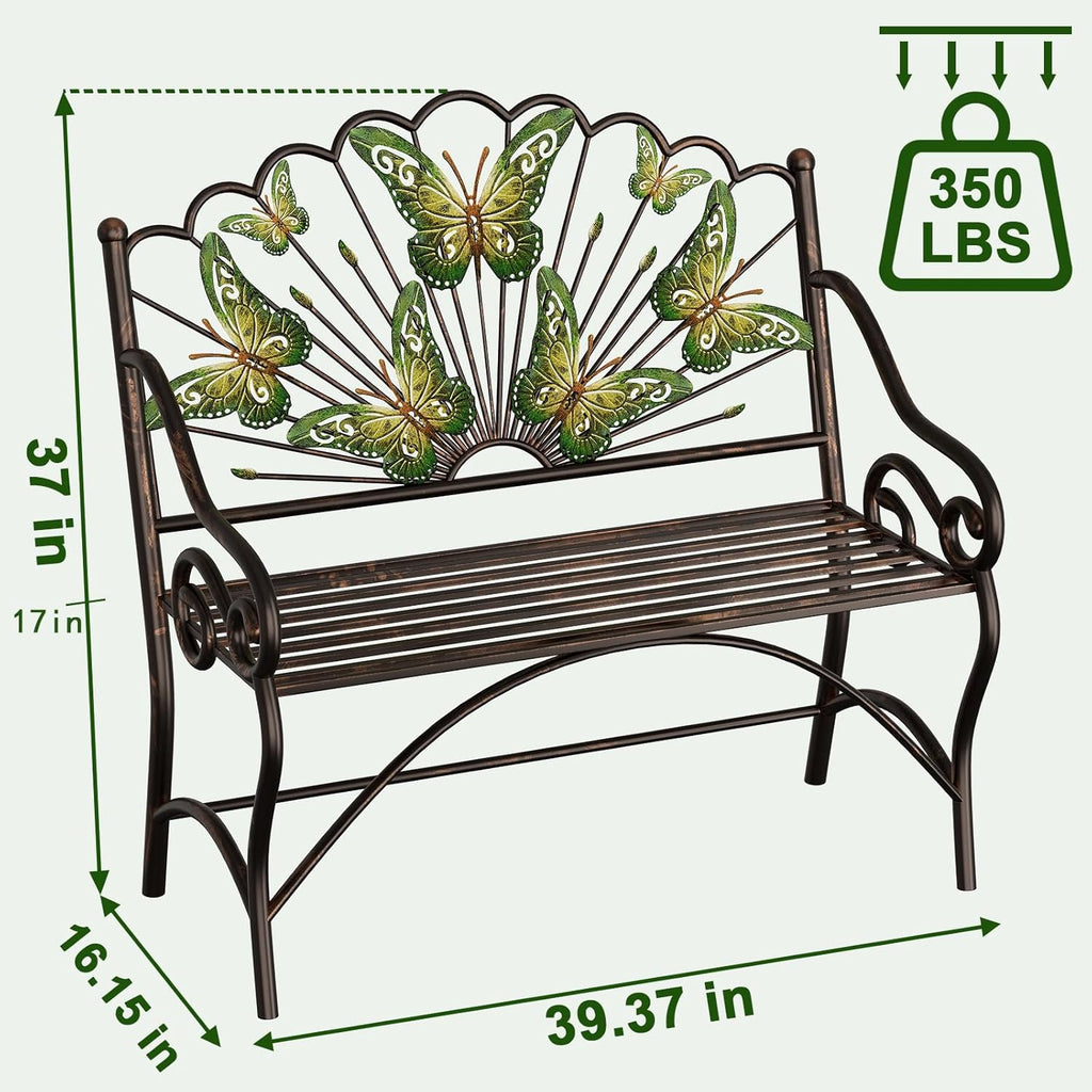 Metal Arched Back Garden Bench