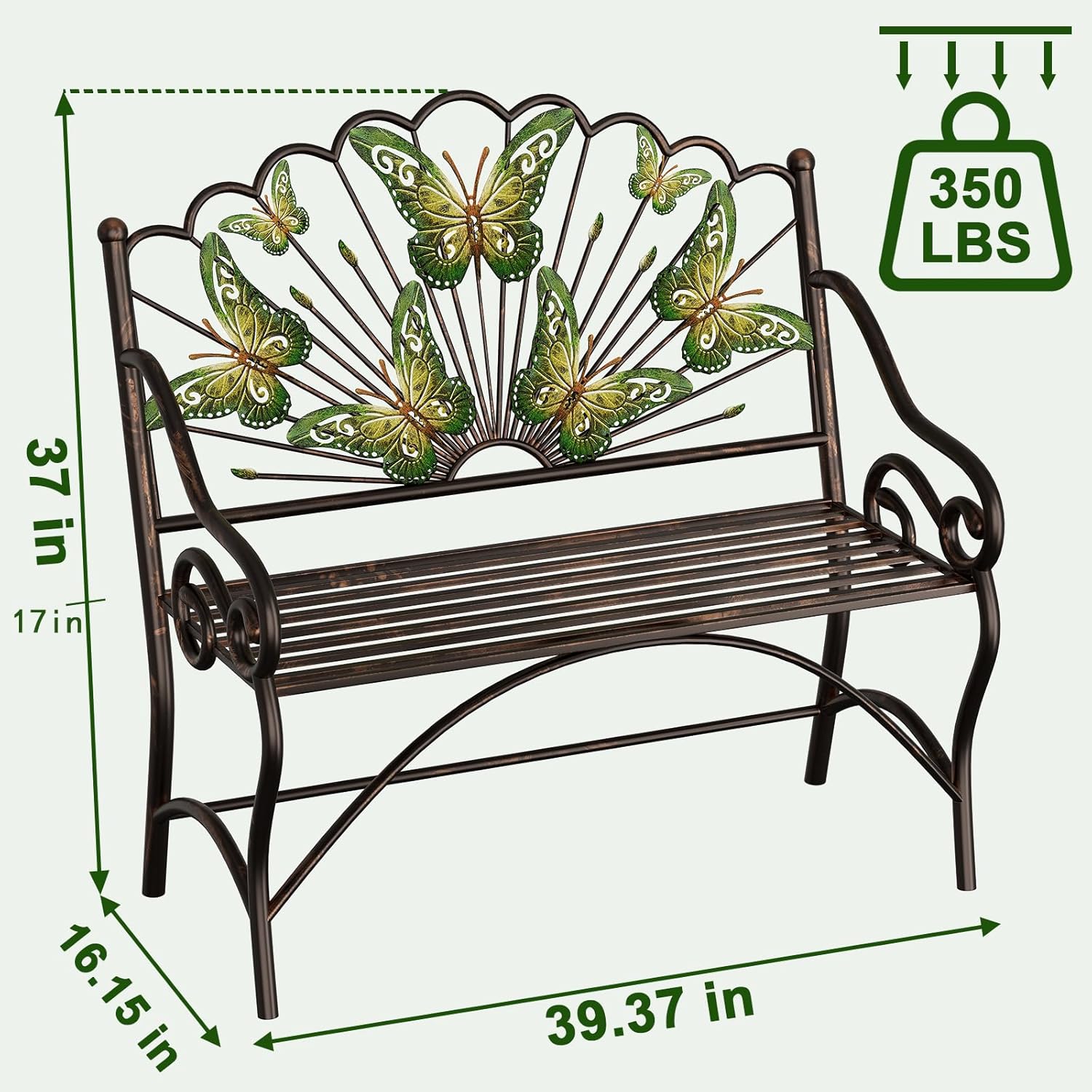 Metal Arched Back Garden Bench