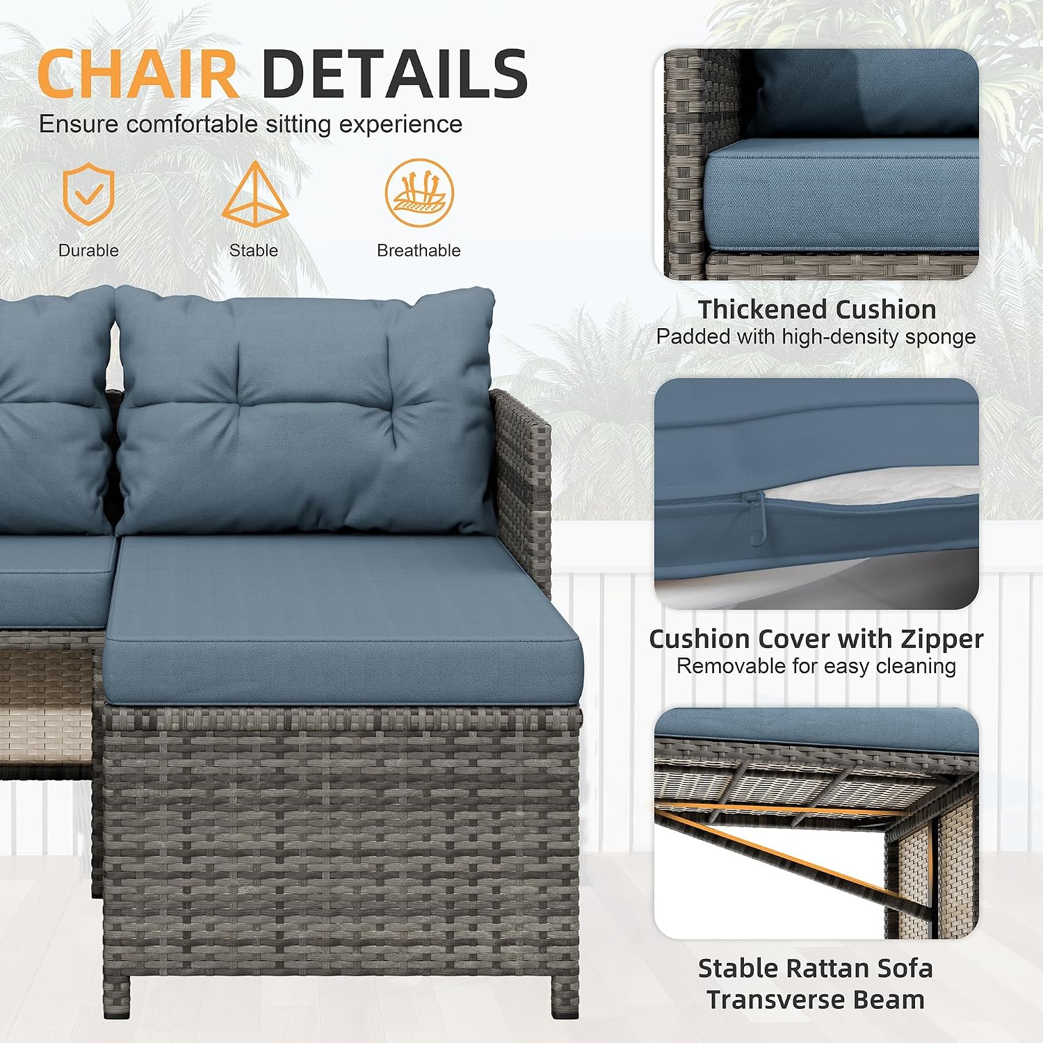 Shintenchi 3-Piece Wicker Sofa Set
