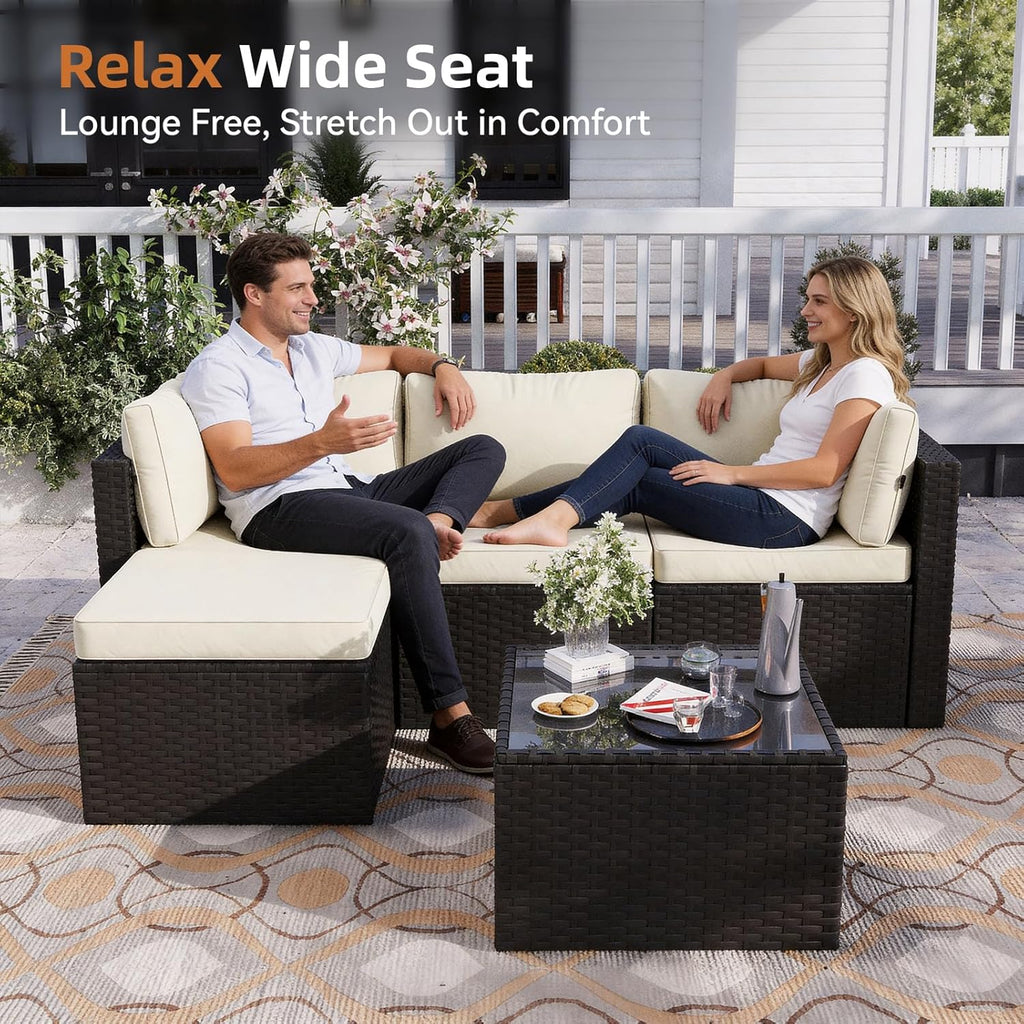 Aoxun 5-Piece Wicker Sofa Set