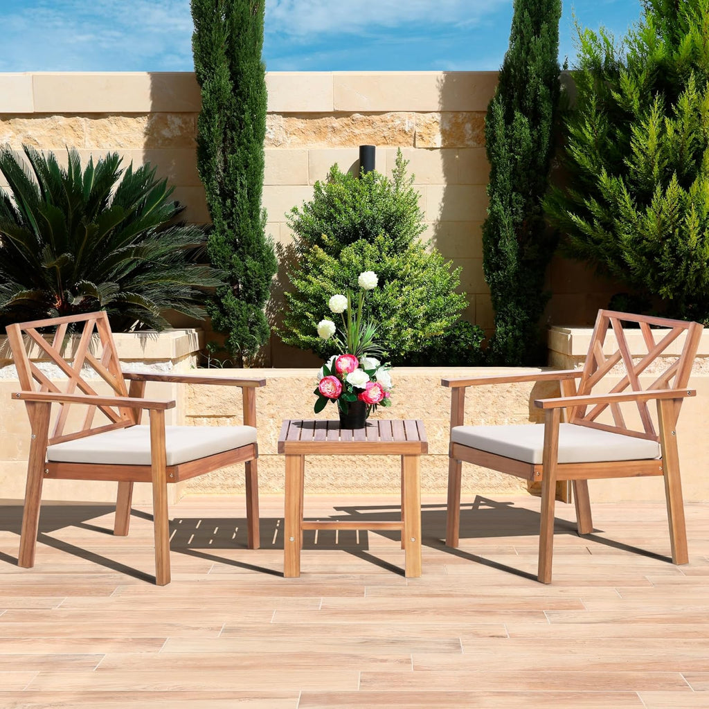 Werph 3 Piece Acacia Wood Patio Set