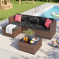 Black PE Wicker 5-Piece Patio Sofa Set