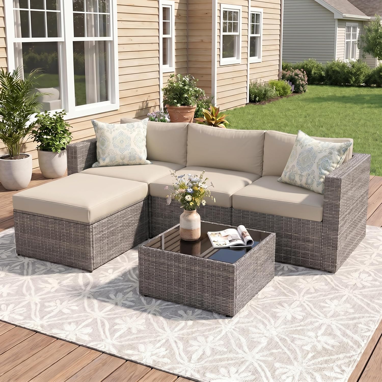 Wisteria Lane 5-Piece Wicker Sofa Set