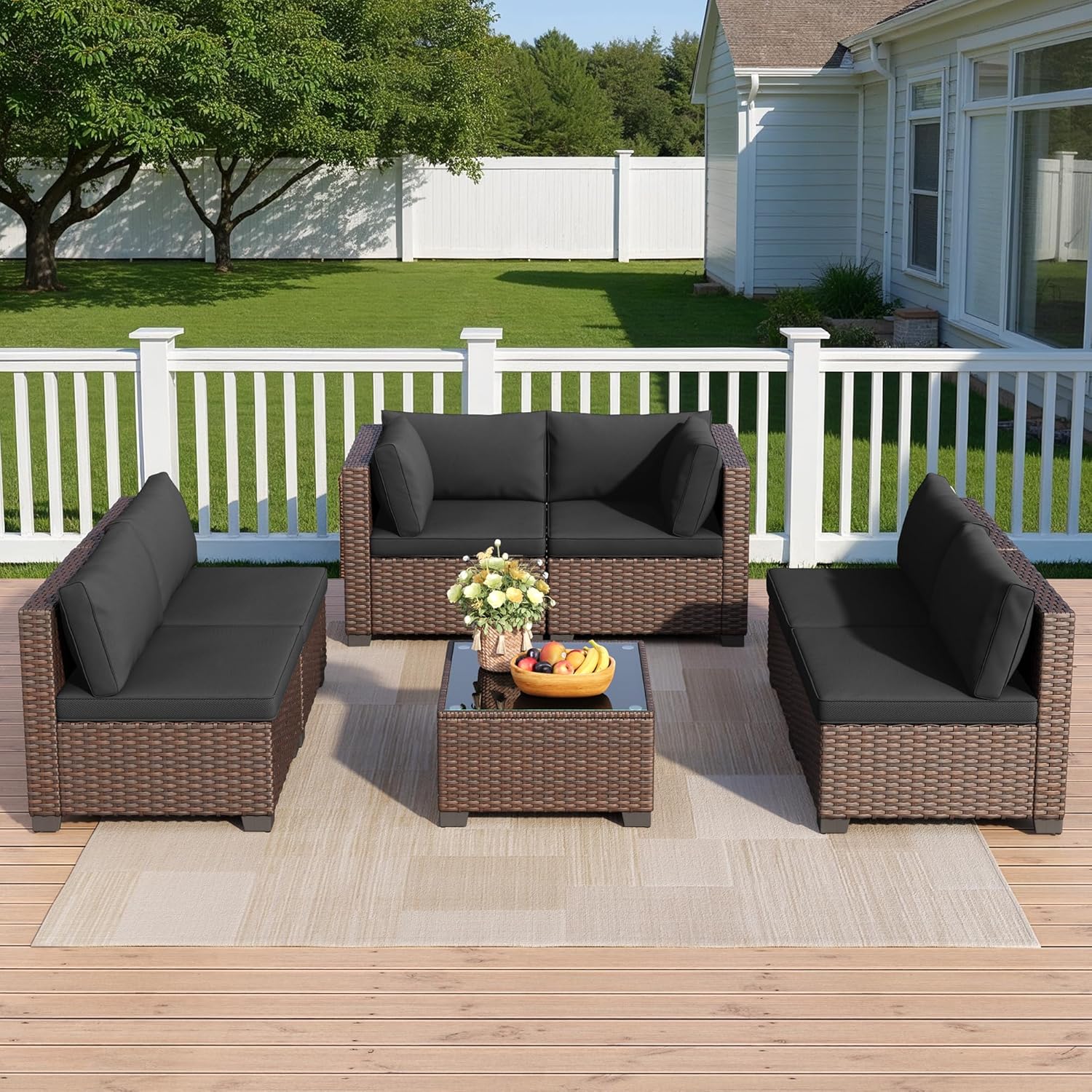 Qsun 7-Piece PE Rattan Sofa Set
