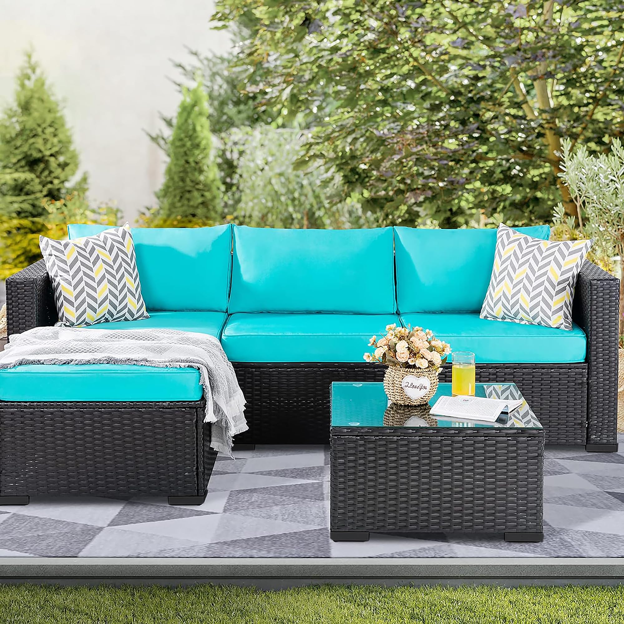 Shintenchi 3-Piece Wicker Sofa Set