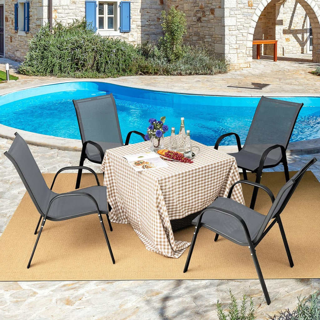 Giantex 4 Pack Stackable Patio Chairs