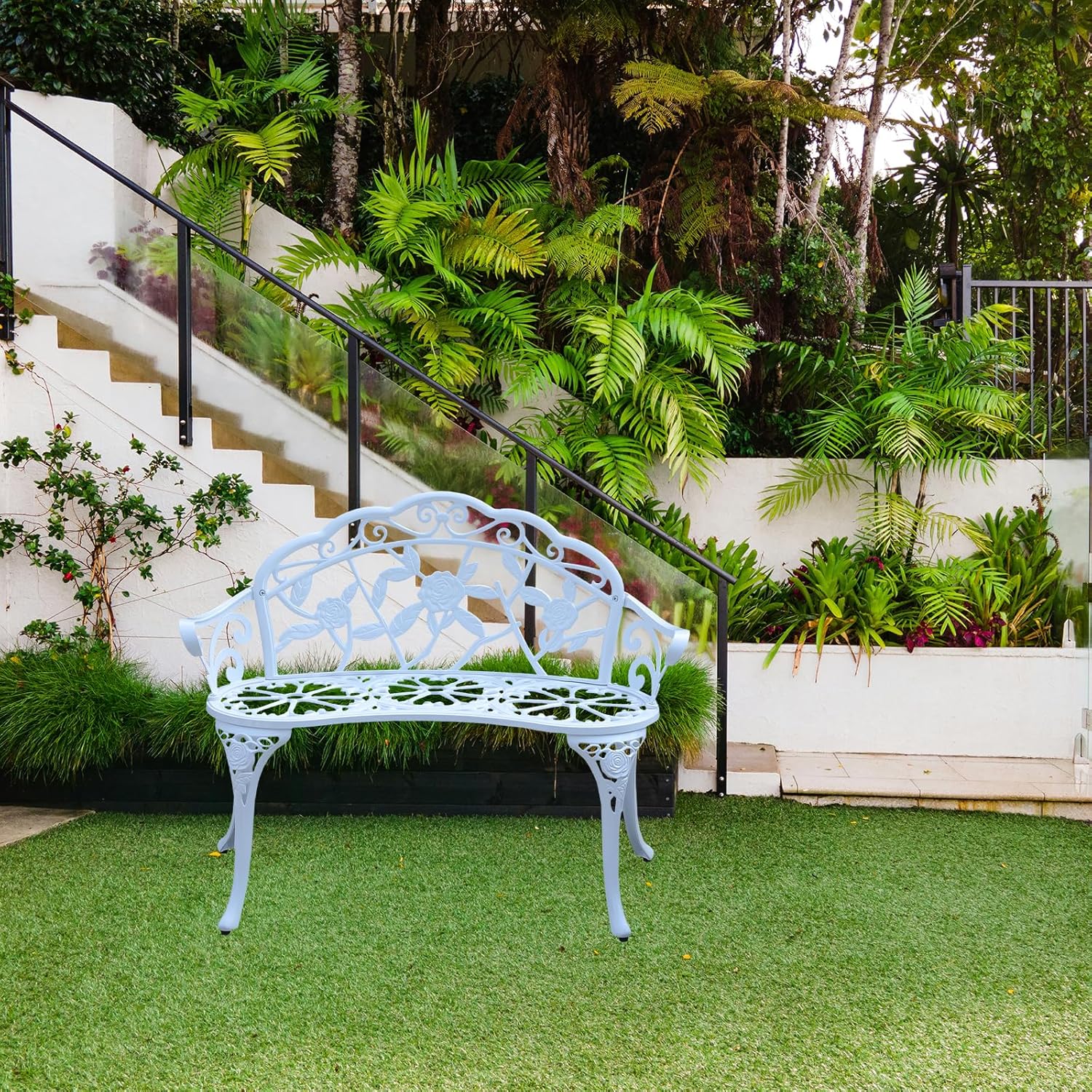 Cast Aluminum Rose Garden Bench