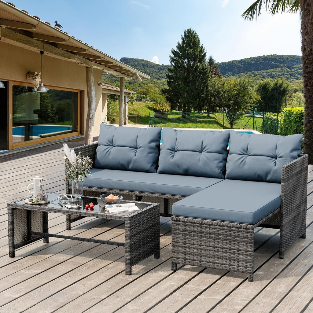 Shintenchi 3-Piece Wicker Sofa Set
