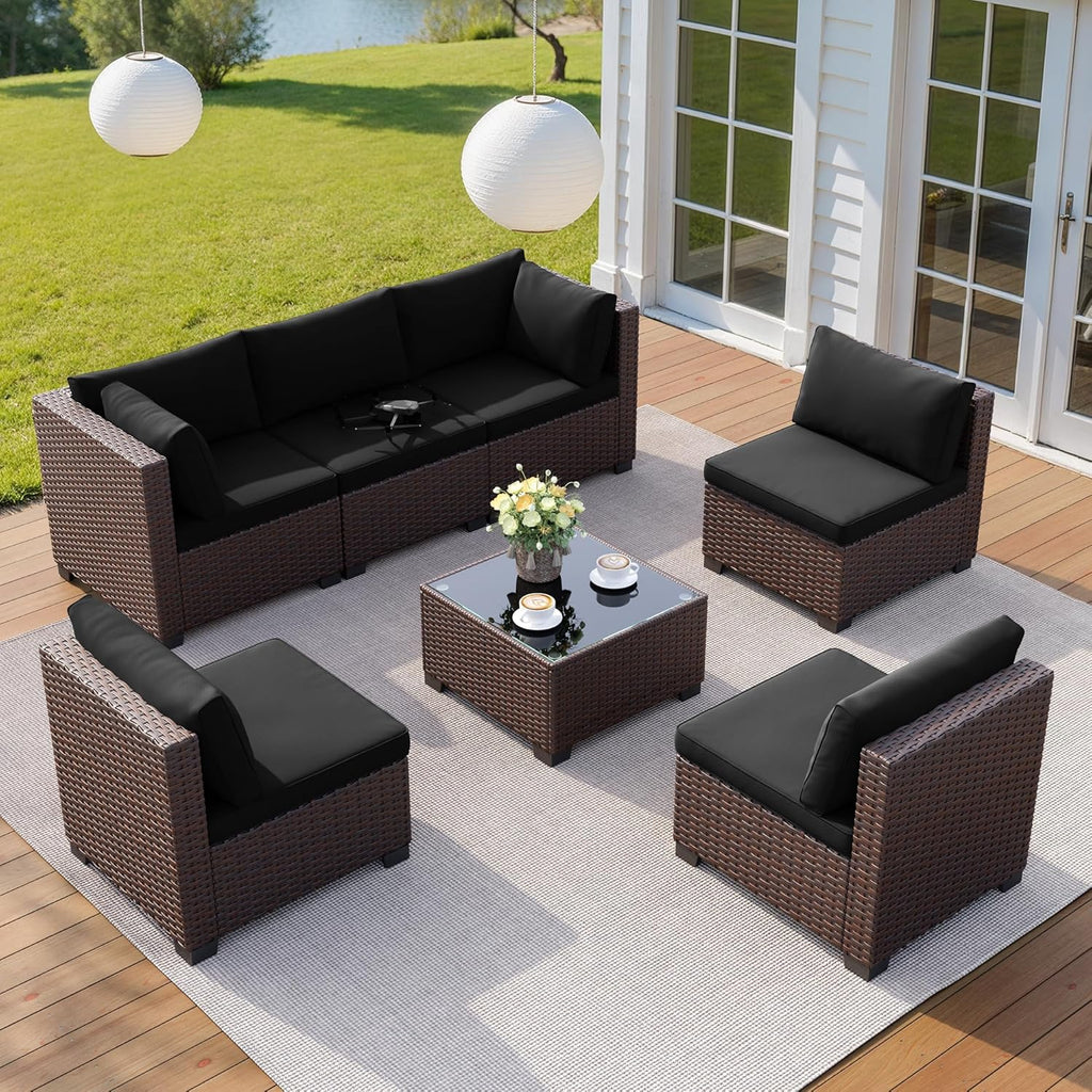 Qsun 7-Piece PE Rattan Sofa Set